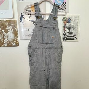 Carhartt RUGGED FLEX® RELAXED FIT DENIM RAILROAD STRIPE BIB OVERALL in xs short